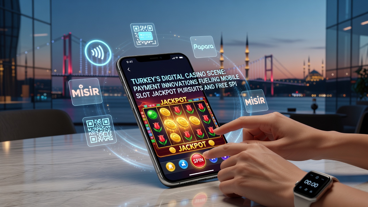Mobile Geräte mit laufenden Slot-Spielen und Anzeige von Free-Spin-Boni in einem türkischen Casino-Setting
